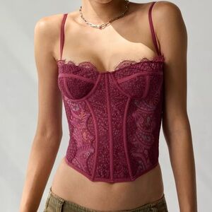 Urban Outfitters Out From Under Modern Love Lace purple Push Up Corset Top Sz XL